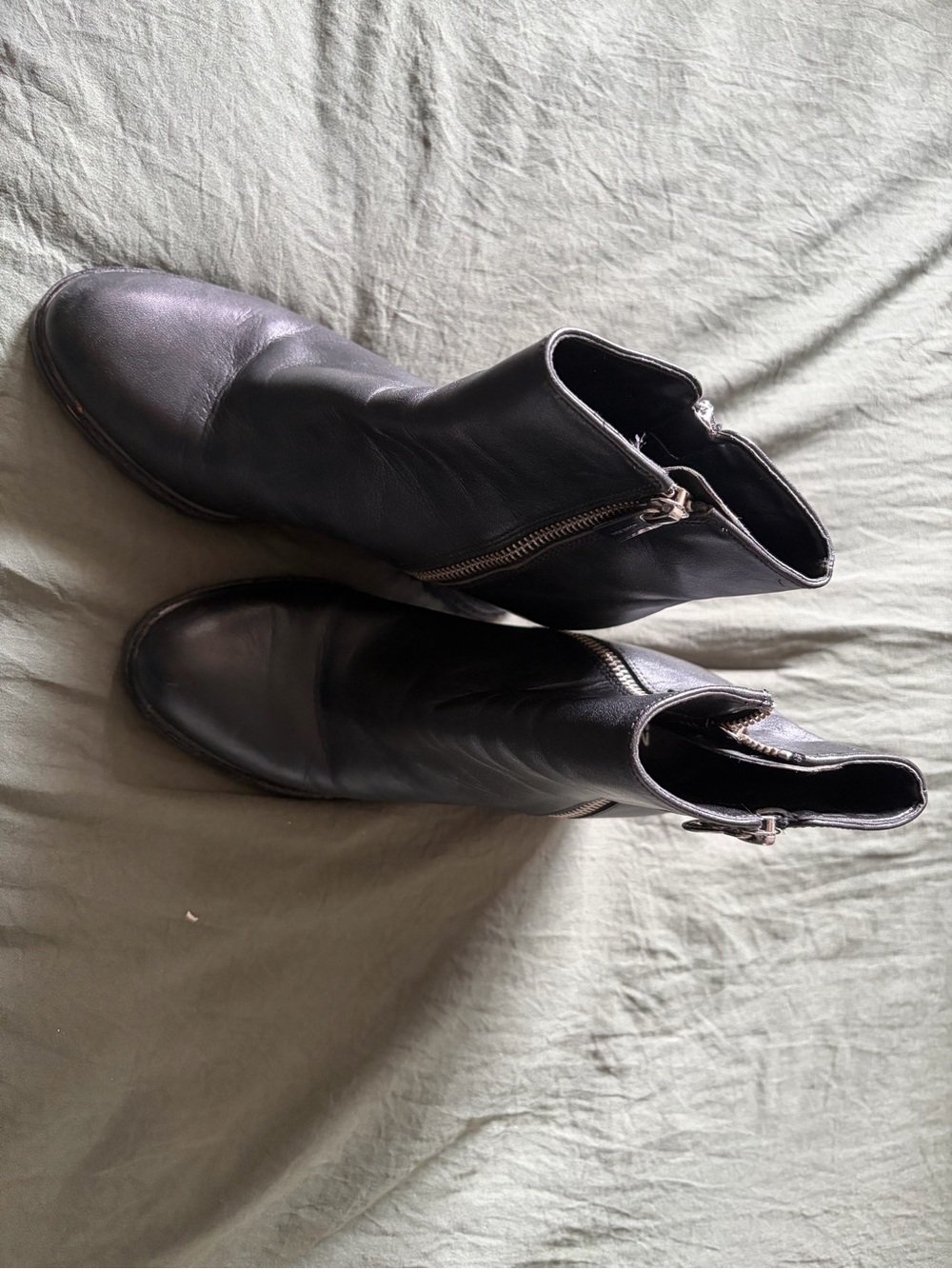 Michael Kors Black Leather Ankle Boots with Side Zippers
